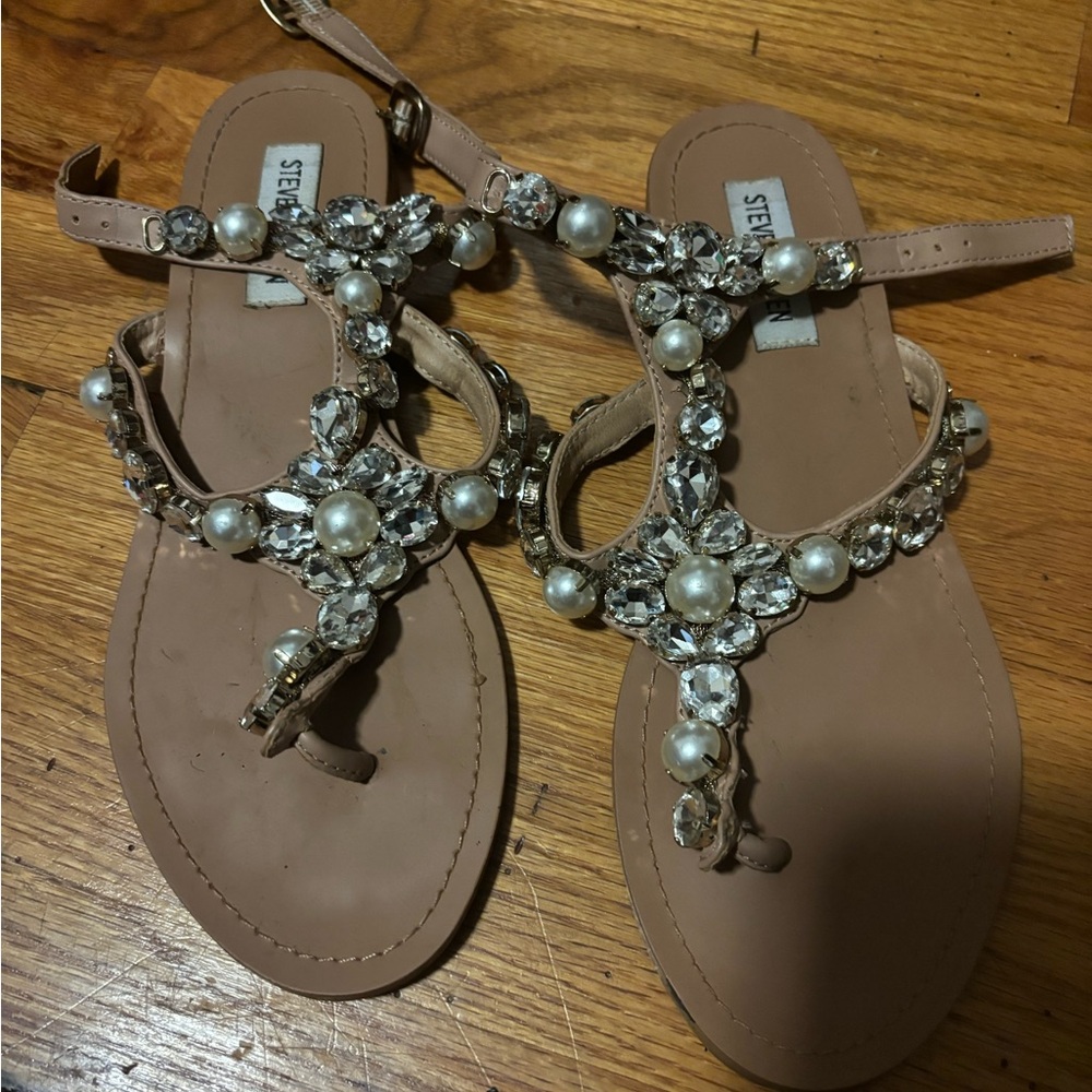 Steve Madden Beige Crystal Sandals